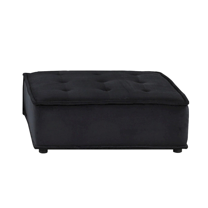 Canapé d'angle modulable 5 pièces en velours avec pouf