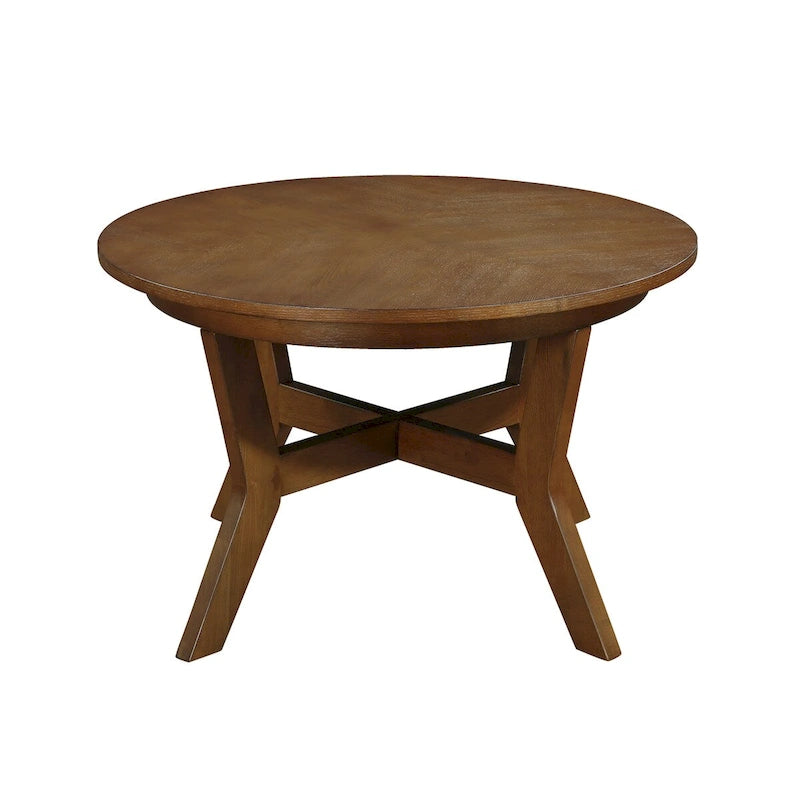 Tables basses rondes en bois de style ferme du milieu du siècle