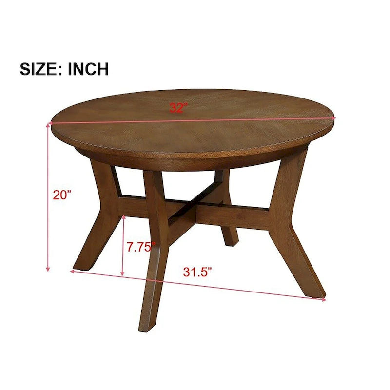 Tables basses rondes en bois de style ferme du milieu du siècle