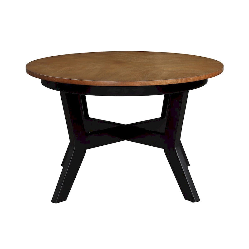 Tables basses rondes en bois de style ferme du milieu du siècle