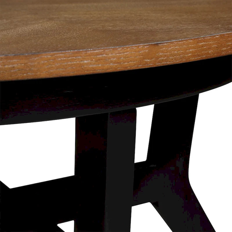 Tables basses rondes en bois de style ferme du milieu du siècle