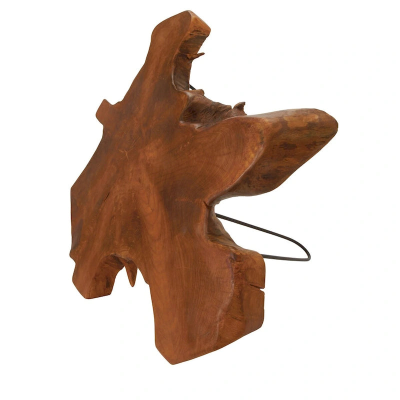 Table basse artisanale en bois massif avec plateau en bois brut et pieds en métal noir - Brun - Roche River Decor