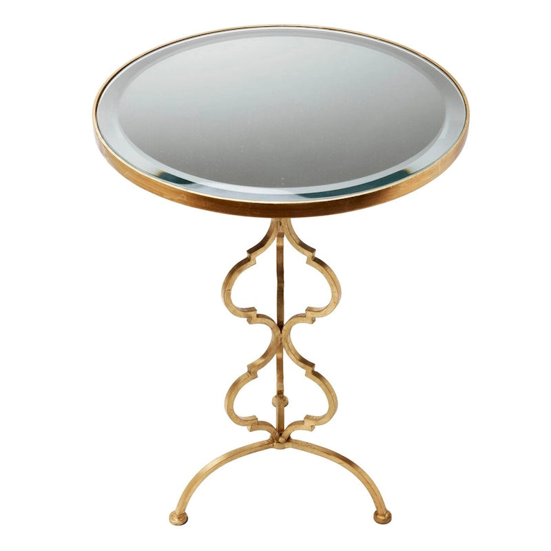 Table à motif de trèfle doré antique - 17,75 x 17,75 x 24