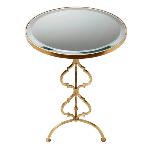 Table à motif de trèfle doré antique - 17,75 x 17,75 x 24