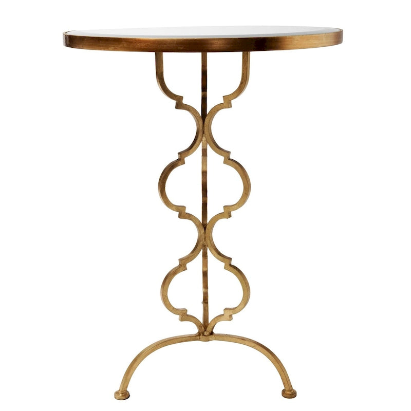 Table à motif de trèfle doré antique - 17,75 x 17,75 x 24