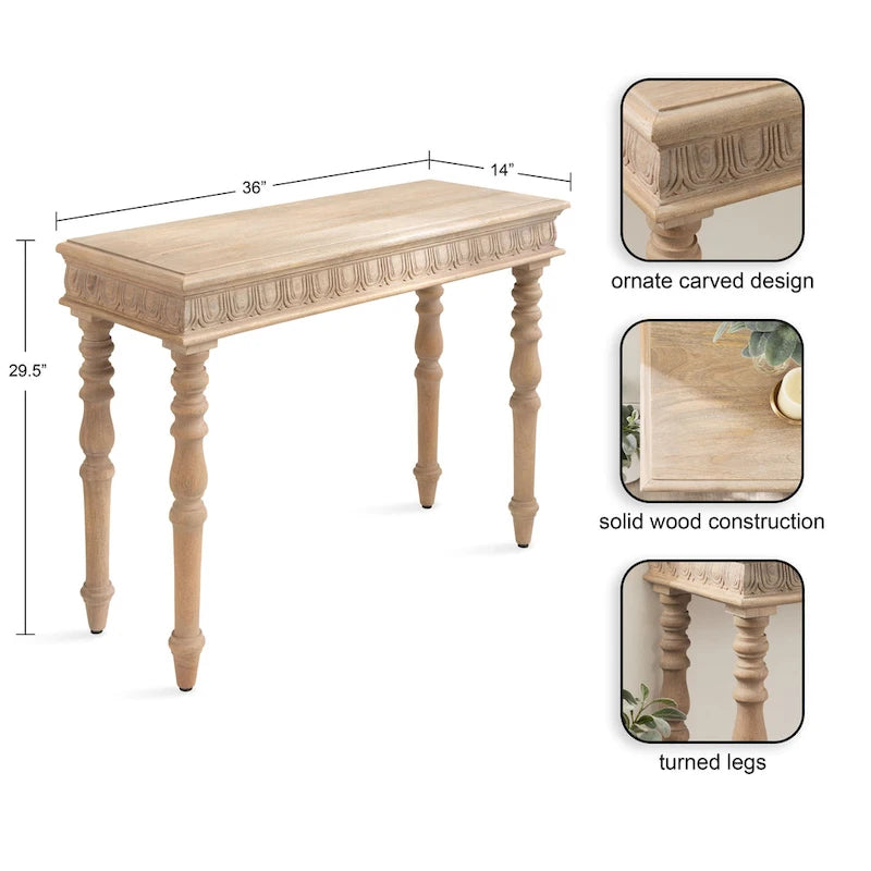 Console en bois sculpté Kate and Laurel Patresa - 36 x 14 x 30