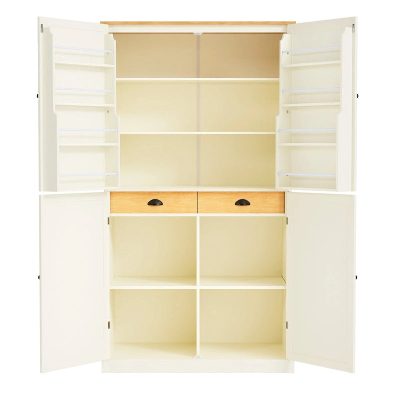 Armoire de rangement de cuisine autoportante de 40,2 x 20 x 71,3 pouces de haut, avec 2 tiroirs, 2 étagères réglables et 8 étagères de porte.