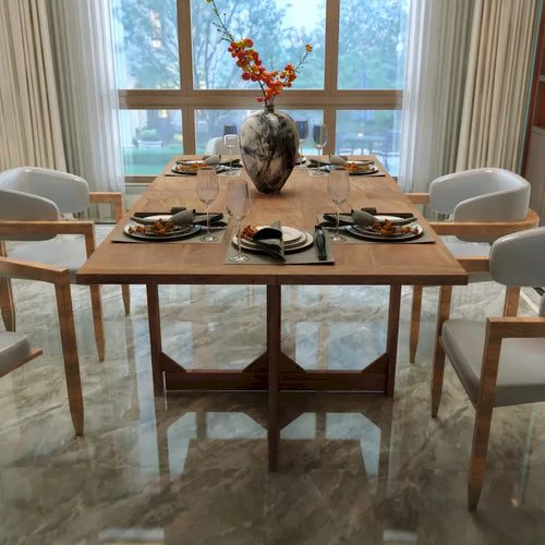 Table de salle à manger rectangulaire de 157 cm (62 pouces), fabriquée à la main en bois de manguier naturel avec fermetures magnétiques