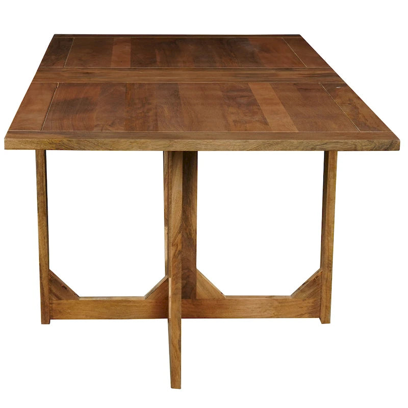 Table de salle à manger rectangulaire de 157 cm (62 pouces), fabriquée à la main en bois de manguier naturel avec fermetures magnétiques
