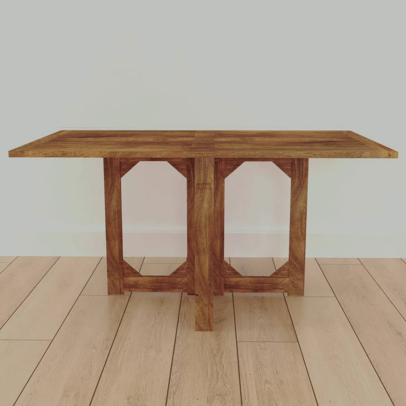Table de salle à manger rectangulaire de 157 cm (62 pouces), fabriquée à la main en bois de manguier naturel avec fermetures magnétiques