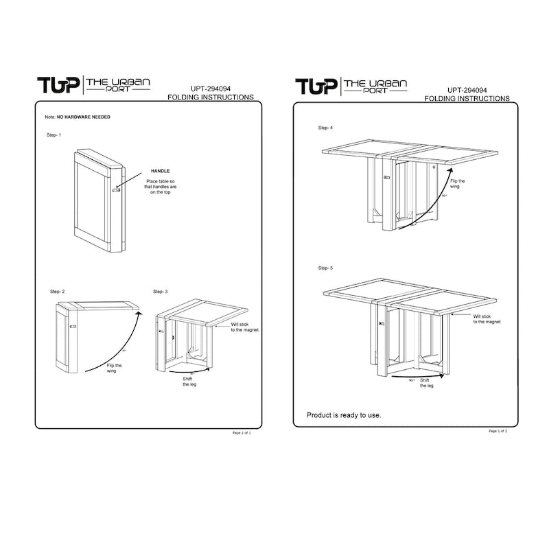 Table de salle à manger rectangulaire de 157 cm (62 pouces), fabriquée à la main en bois de manguier naturel avec fermetures magnétiques