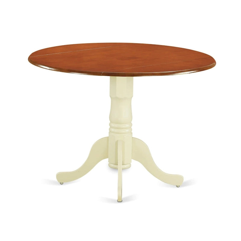 Ensemble de table de cuisine 3 pièces East West Furniture : une table ronde et 2 chaises de salle à manger, coloris Buttermilk et Cerisier (options d’assise)