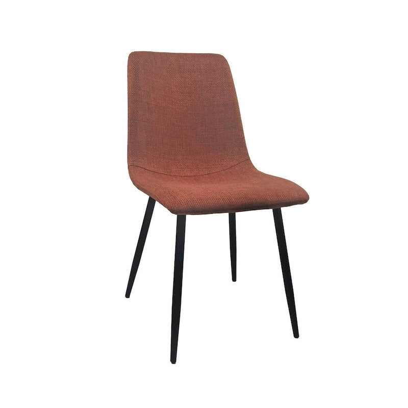 Ensemble de 4 chaises de salle à manger, chaises d'appoint rembourrées en lin avec assise rembourrée et pieds robustes en métal noir.