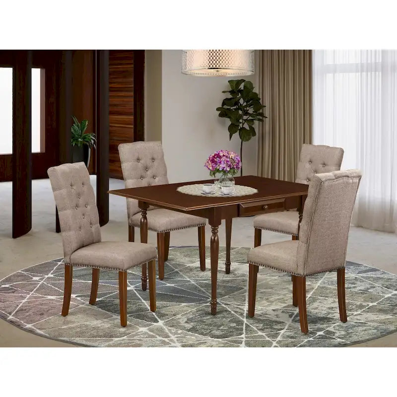 Ensemble de salle à manger East West Furniture comprenant une table rectangulaire à abattants et des chaises (options de finition).