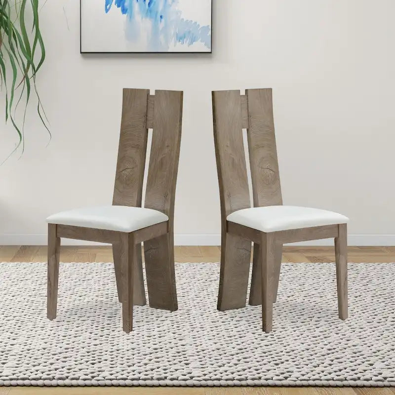 Ensemble de 2 chaises de salle à manger en similicuir avec dossier haut