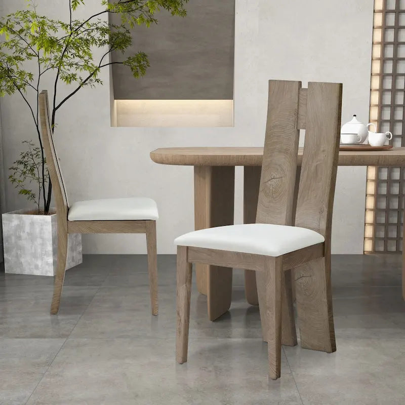 Ensemble de 2 chaises de salle à manger en similicuir avec dossier haut
