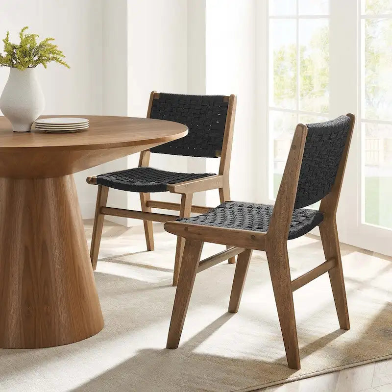 Chaise de salle à manger Saoirse en bois et corde tressée - Lot de 2
