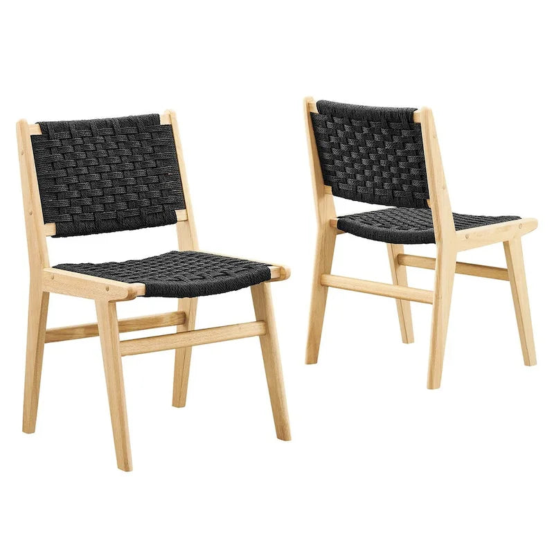 Chaise de salle à manger Saoirse en bois et corde tressée - Lot de 2