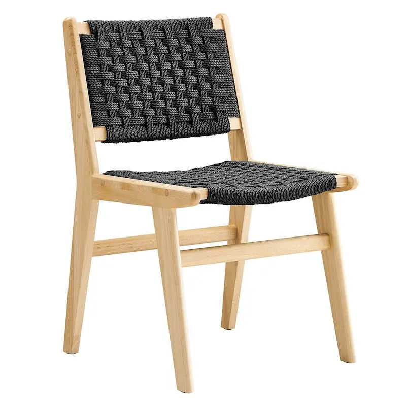 Chaise de salle à manger Saoirse en bois et corde tressée - Lot de 2
