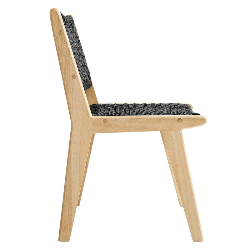 Chaise de salle à manger Saoirse en bois et corde tressée - Lot de 2