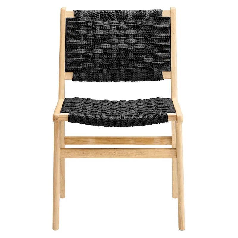 Chaise de salle à manger Saoirse en bois et corde tressée - Lot de 2