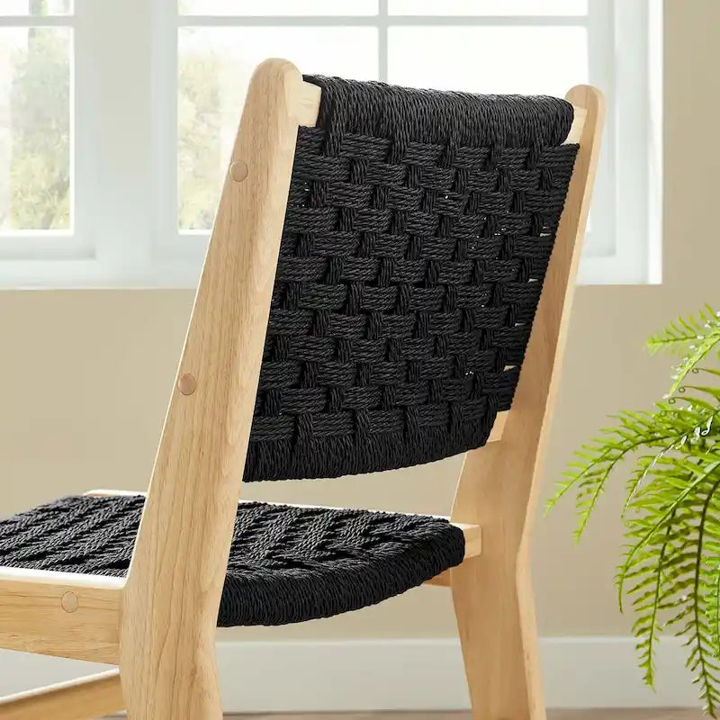 Chaise de salle à manger Saoirse en bois et corde tressée - Lot de 2