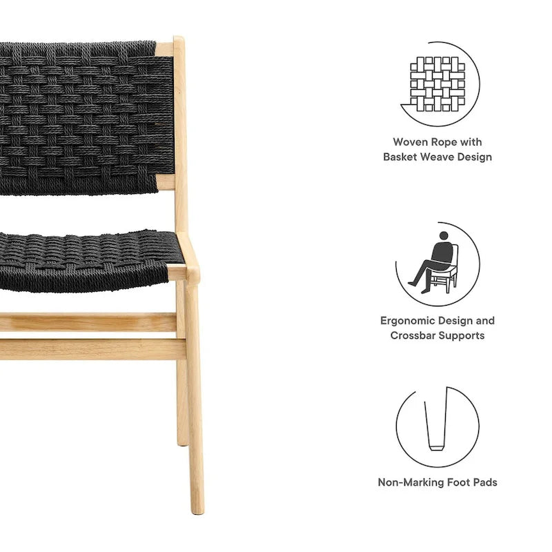 Chaise de salle à manger Saoirse en bois et corde tressée - Lot de 2