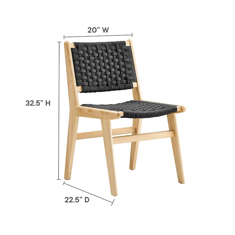 Chaise de salle à manger Saoirse en bois et corde tressée - Lot de 2
