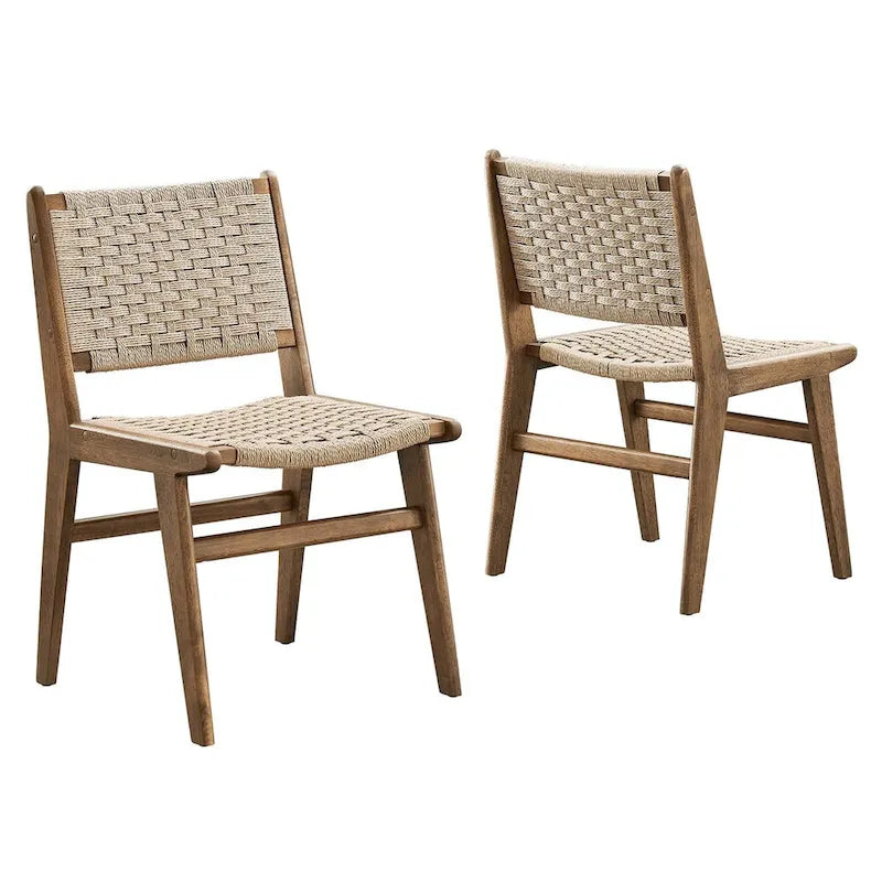 Chaise de salle à manger Saoirse en bois et corde tressée - Lot de 2