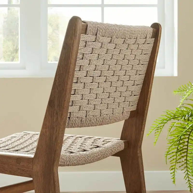 Chaise de salle à manger Saoirse en bois et corde tressée - Lot de 2