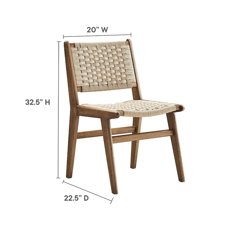 Chaise de salle à manger Saoirse en bois et corde tressée - Lot de 2