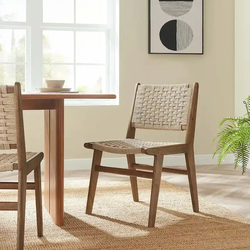 Chaise de salle à manger Saoirse en bois et corde tressée - Lot de 2