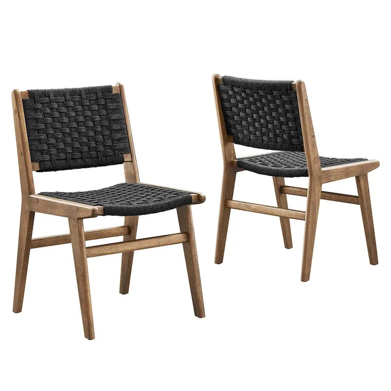 Chaise de salle à manger Saoirse en bois et corde tressée - Lot de 2