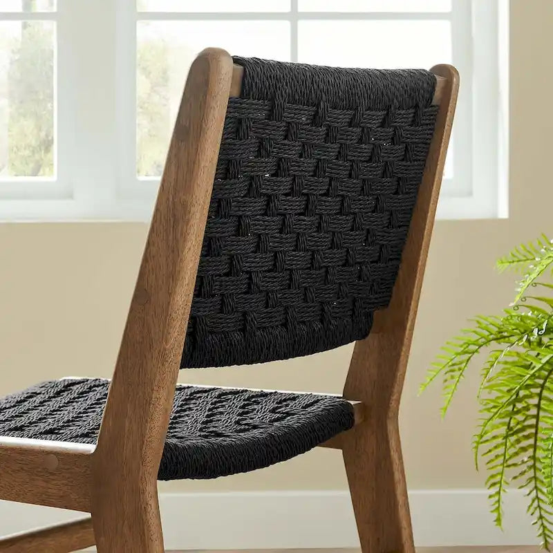 Chaise de salle à manger Saoirse en bois et corde tressée - Lot de 2