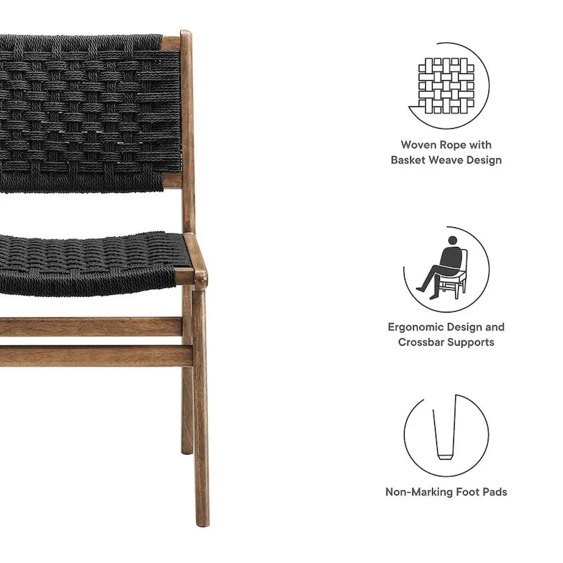 Chaise de salle à manger Saoirse en bois et corde tressée - Lot de 2
