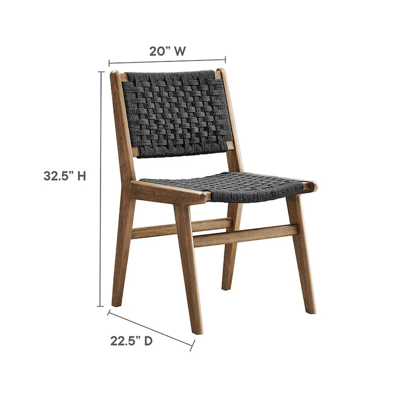 Chaise de salle à manger Saoirse en bois et corde tressée - Lot de 2