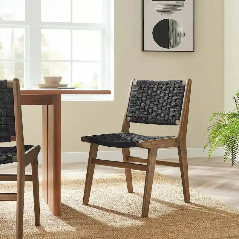 Chaise de salle à manger Saoirse en bois et corde tressée - Lot de 2