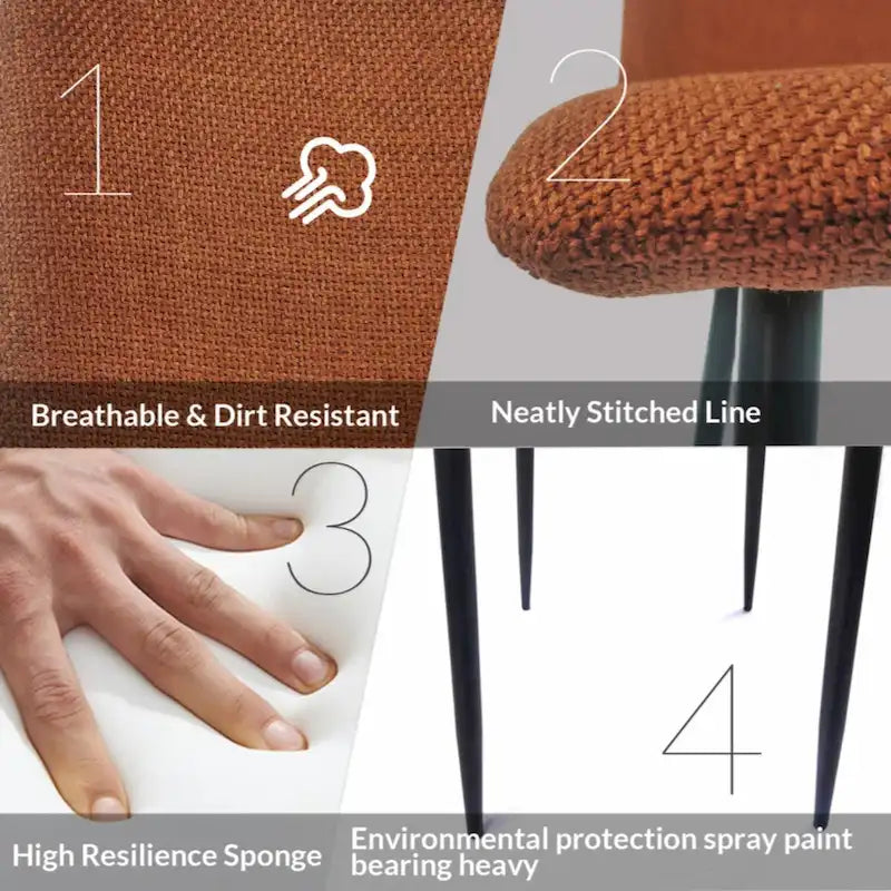 Ensemble de 4 tables et chaises de salle à manger modernes en MDF couleur bois, table de salle à manger et chaises en lin