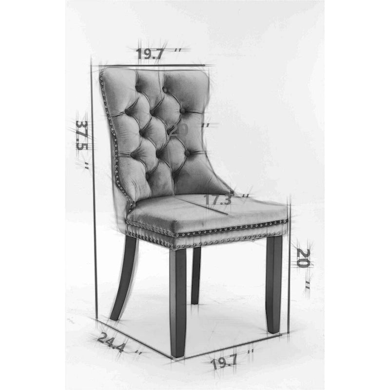 Chaise de salle à manger contemporaine haut de gamme, capitonnée et rembourrée, ornée de clous décoratifs.