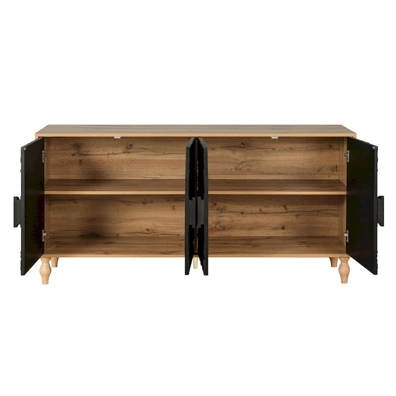 Armoire de rangement à porte sculptée et symétrique
