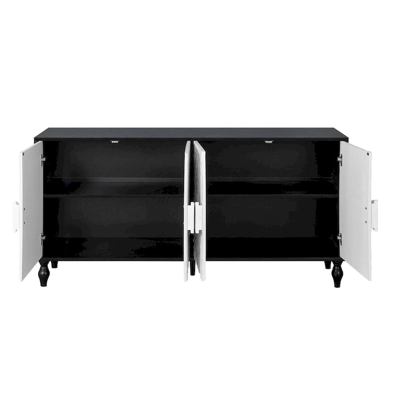 Armoire de rangement à porte sculptée et symétrique
