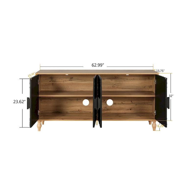 Armoire de rangement à porte sculptée et symétrique