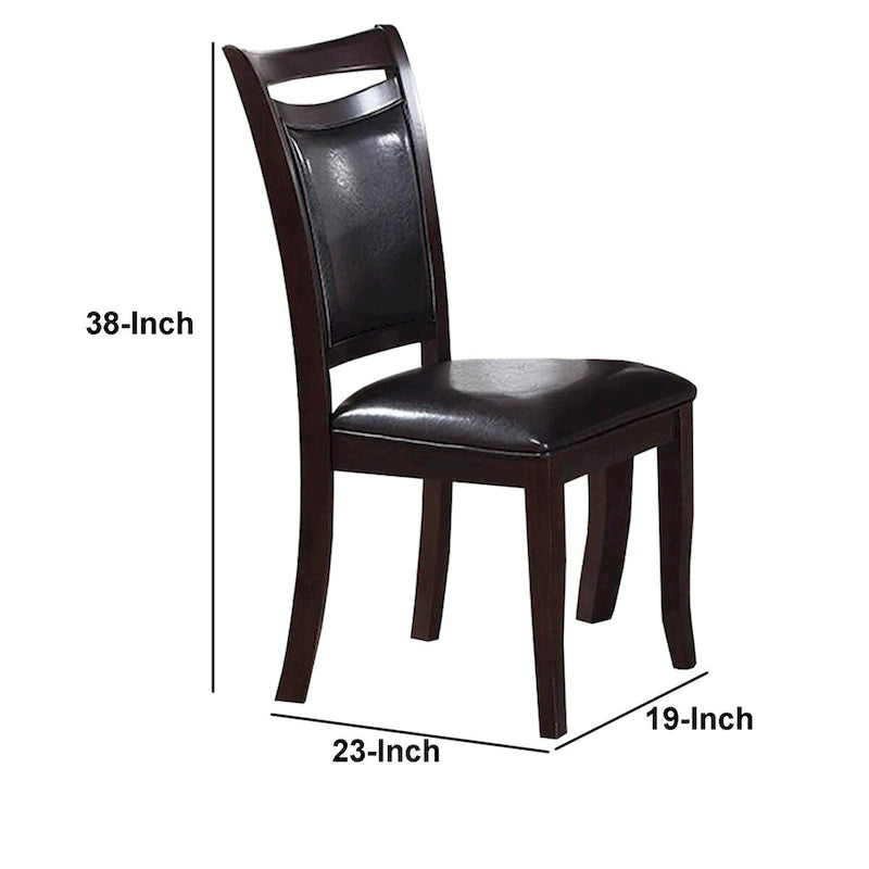 Ensemble de deux chaises de salle à manger en bois de style rétro, couleur marron foncé.