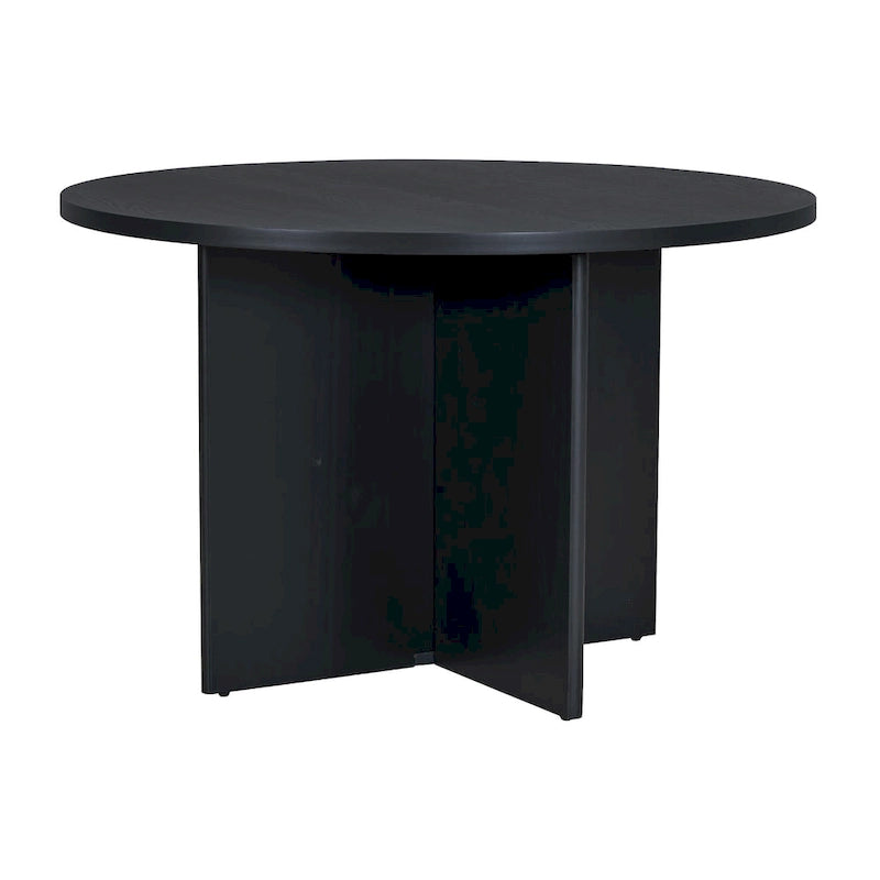Ensemble de salle à manger rond moderne 5 pièces avec table de cuisine sur pied central et 4 chaises de salle à manger rembourrées