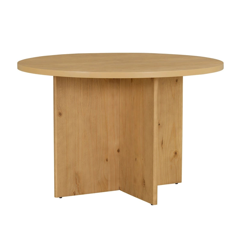 Ensemble de salle à manger rond moderne 5 pièces avec table de cuisine sur pied central et 4 chaises de salle à manger rembourrées