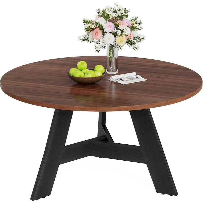 Table de salle à manger ronde rustique pour 4 personnes