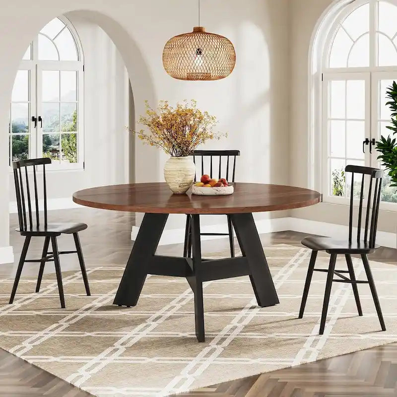 Table de salle à manger ronde rustique pour 4 personnes