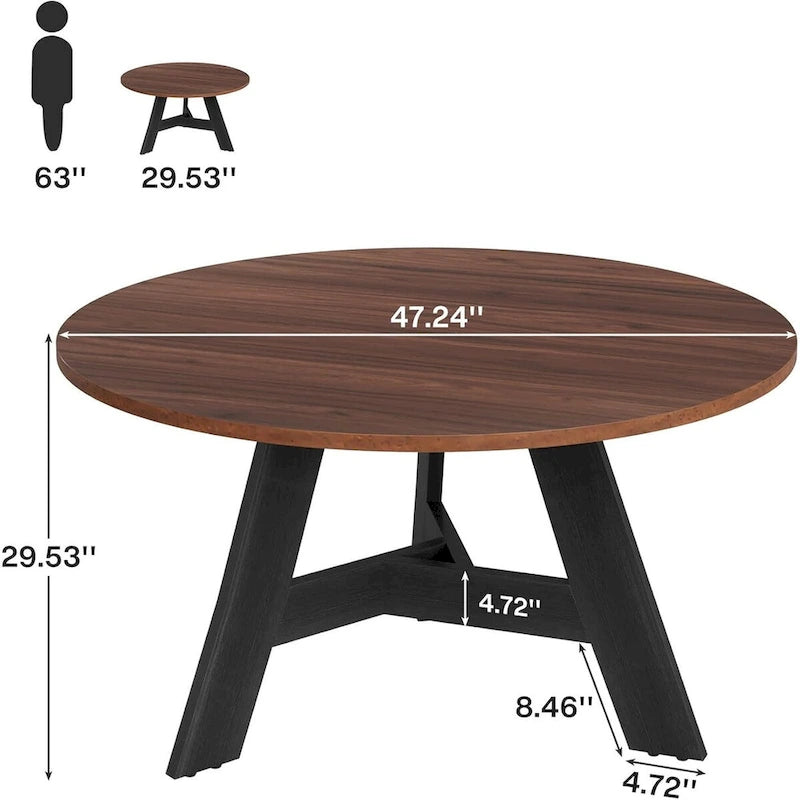 Table de salle à manger ronde rustique pour 4 personnes
