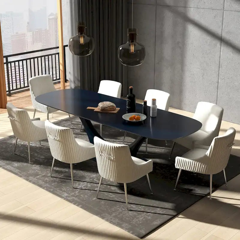 Ensemble de 8 chaises de salle à manger SEYNAR en velours glamour moderne, chaise de coiffeuse capitonnée pour salon (table non incluse)