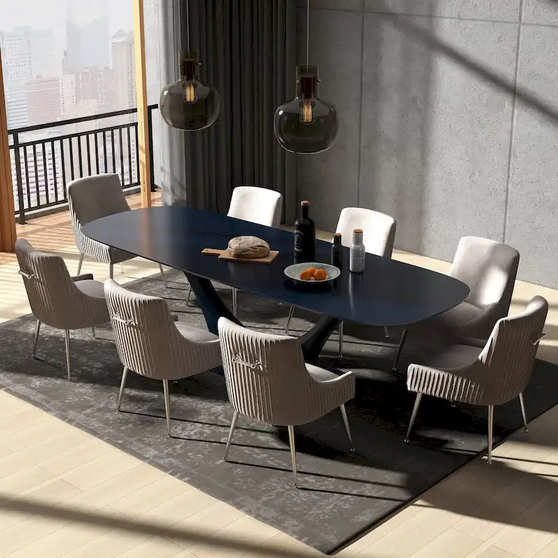 Ensemble de 8 chaises de salle à manger SEYNAR en velours glamour moderne, chaise de coiffeuse capitonnée pour salon (table non incluse)